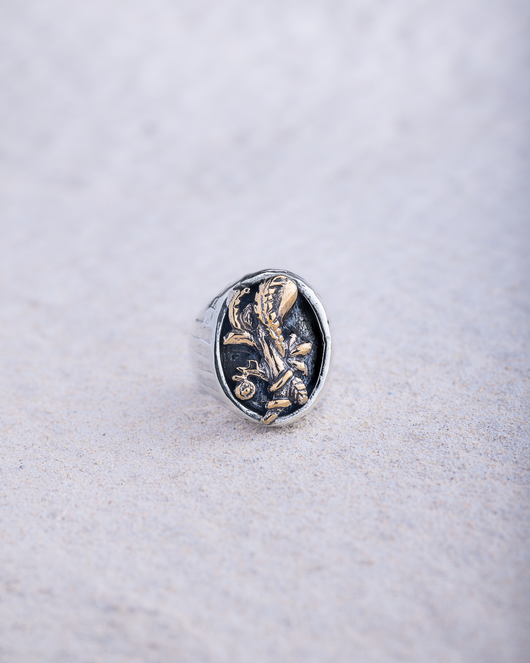 Anello Asso di Bastoni chevalier ovale