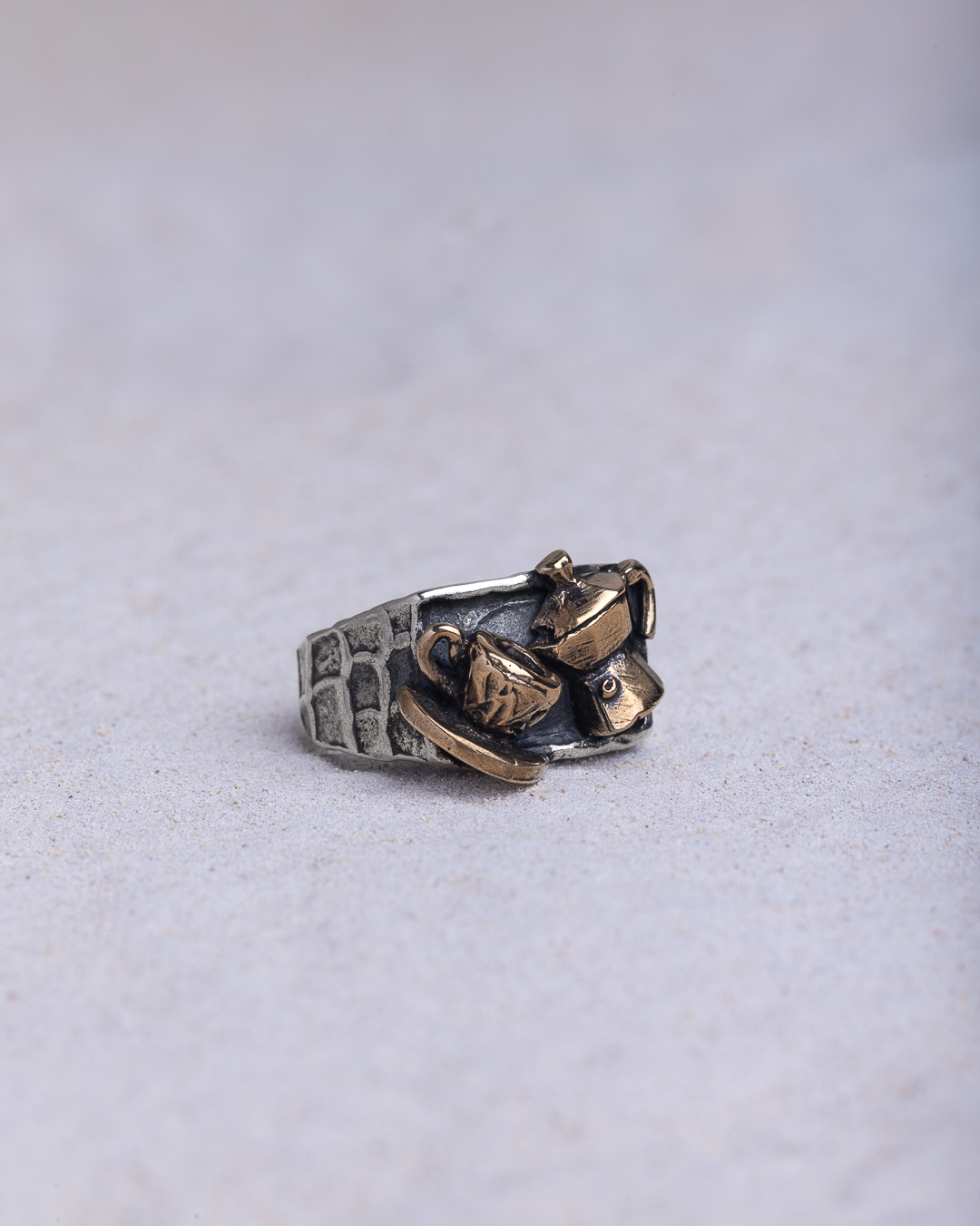 Anello Moka & Tazzina Chevalier rettangolare