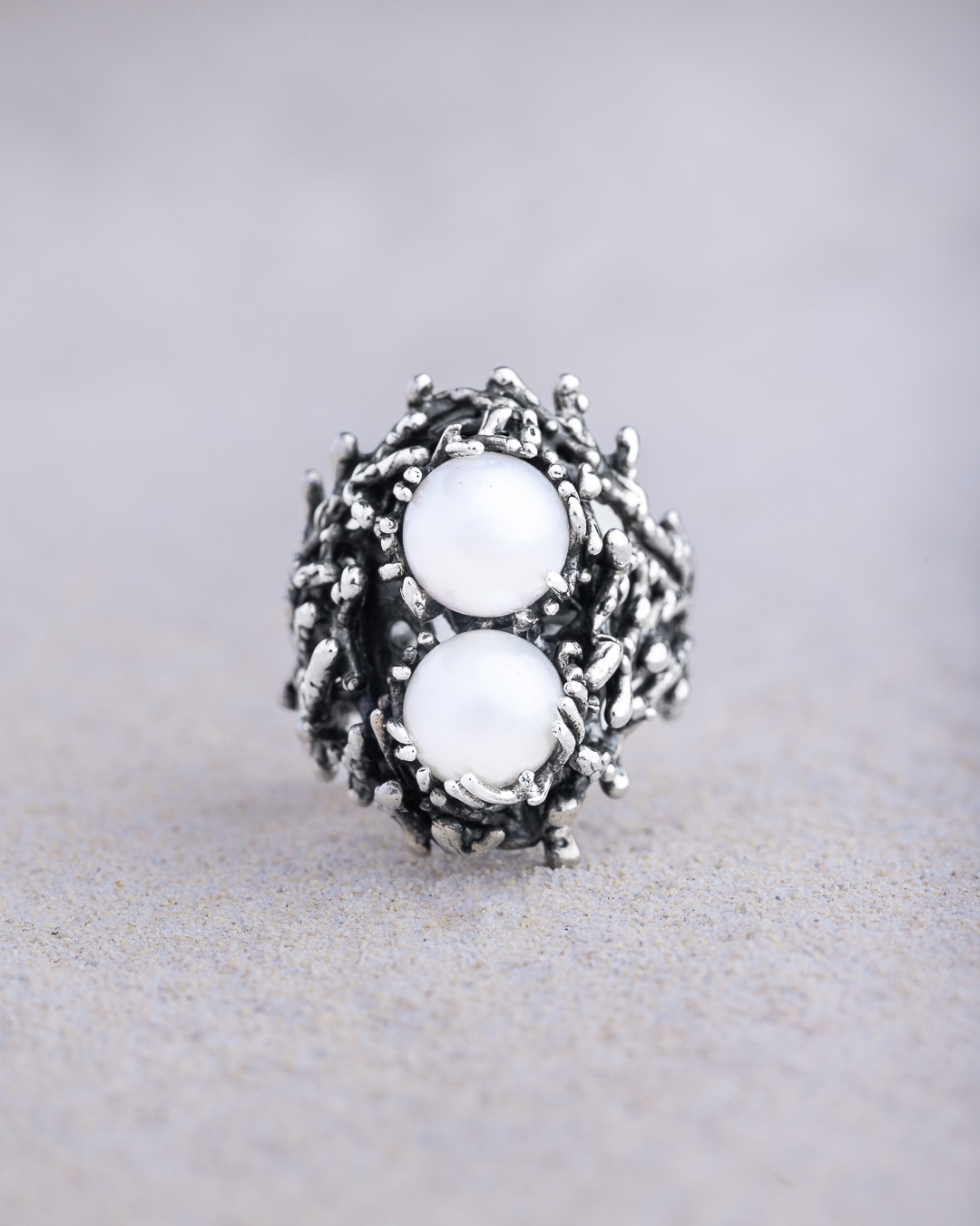 Anello Perle di Coco 2 perle