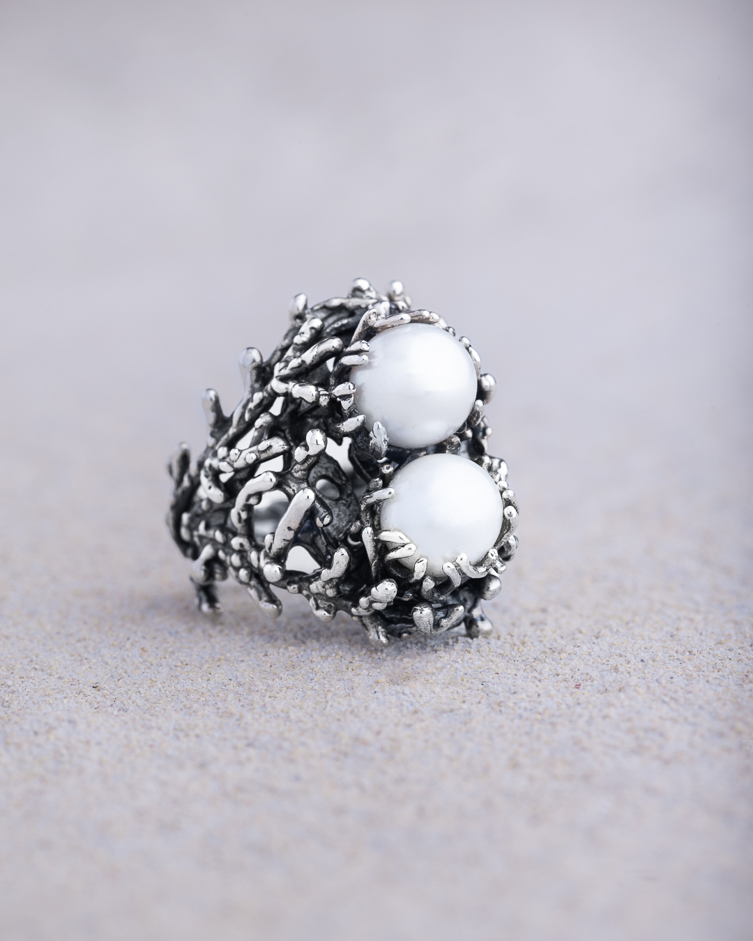 Anello Perle di Coco 2 perle