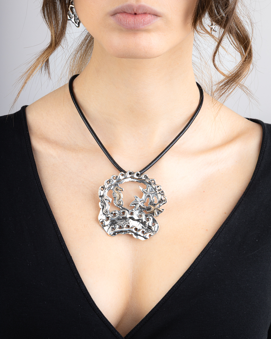 Ciondolo Brezza Marina grande con cuoio