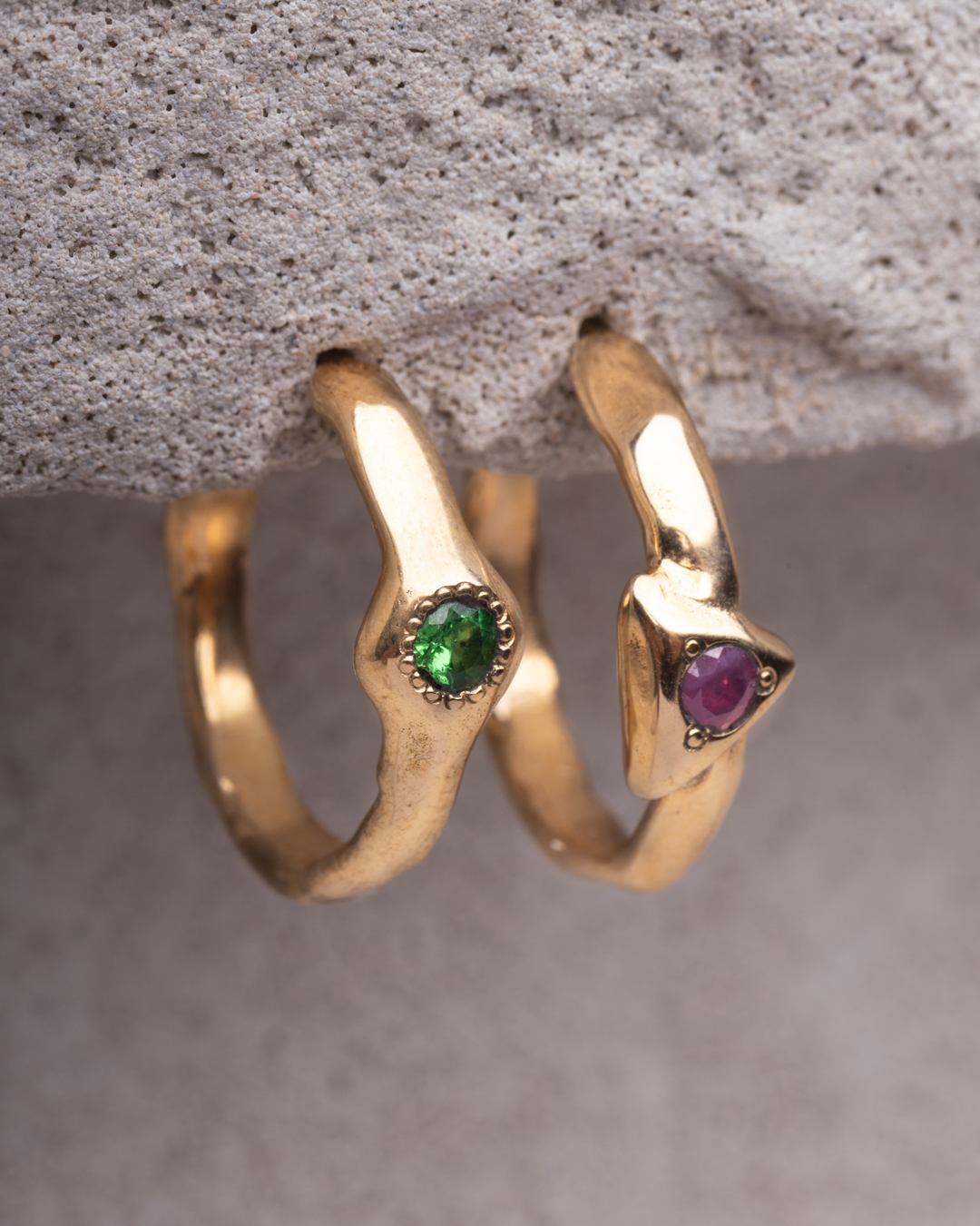 Orecchini Iride coppia misti triangolo/tondo placcati oro