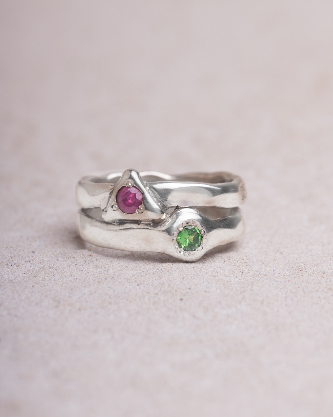 Anello Iride doppio/tondo triangolo