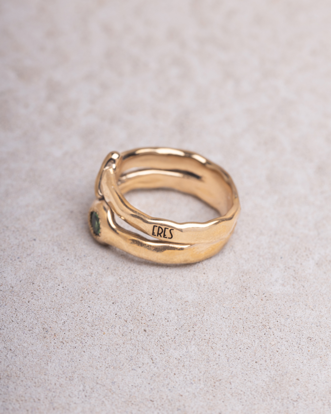 Anello Iride doppio tondo/triangolo placcato oro