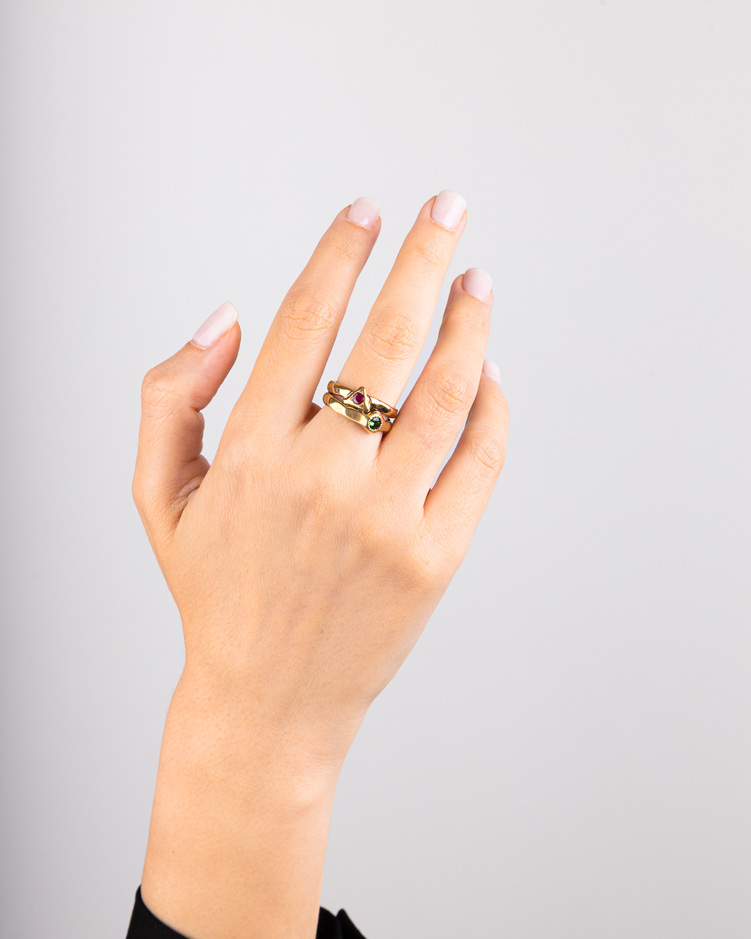 Anello Iride doppio tondo/triangolo placcato oro