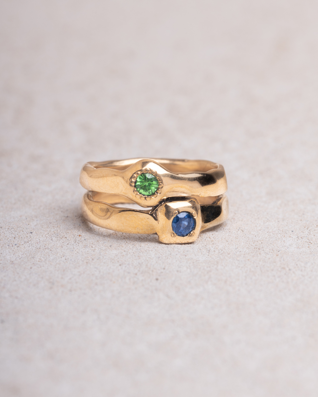 Anello Iride doppio tondo/quadrato placcato oro