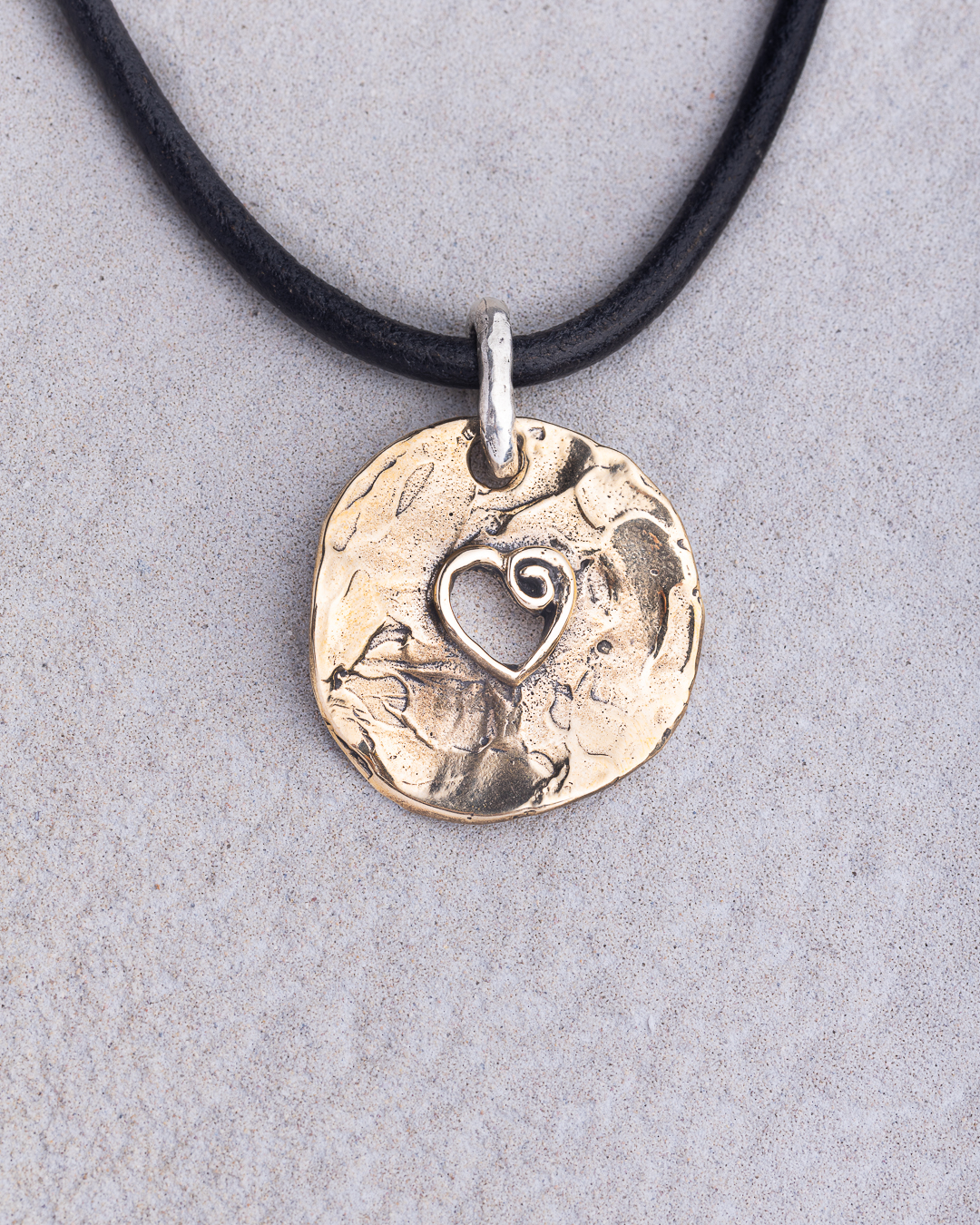 Ciondolo piastra cuore Palpiti bronzo