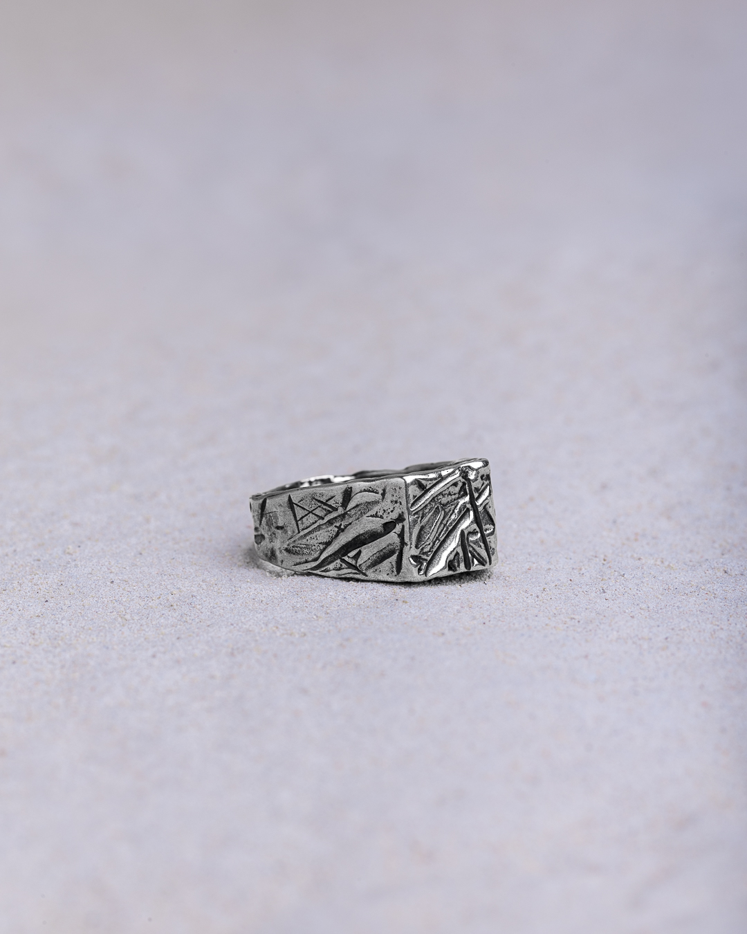 Anello sigillo quadrato Tagli argento