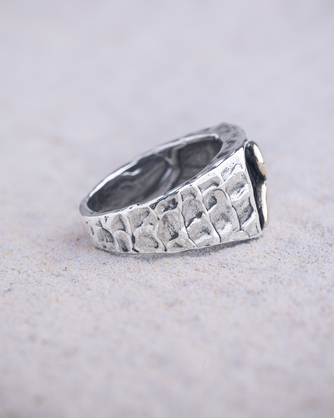 Anello Vesuvio Fumante chevalier rettangolare