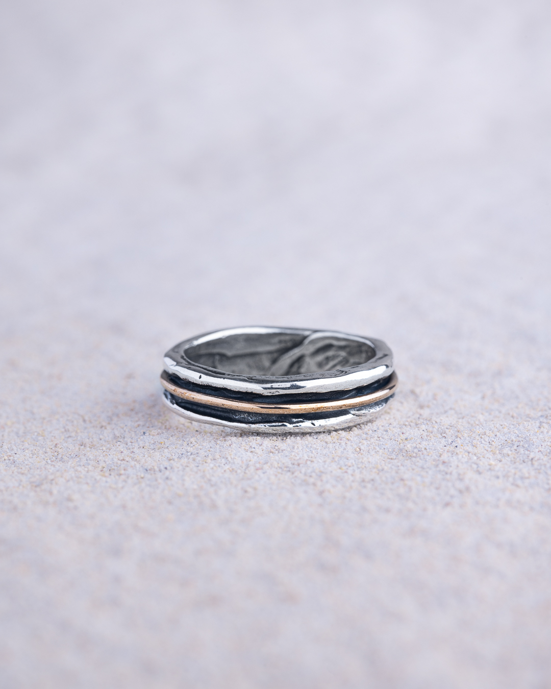 Anello Fascia uomo stretta bicolor