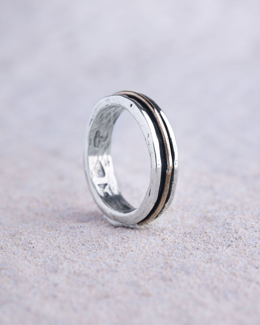 Anello Fascia uomo stretta bicolor