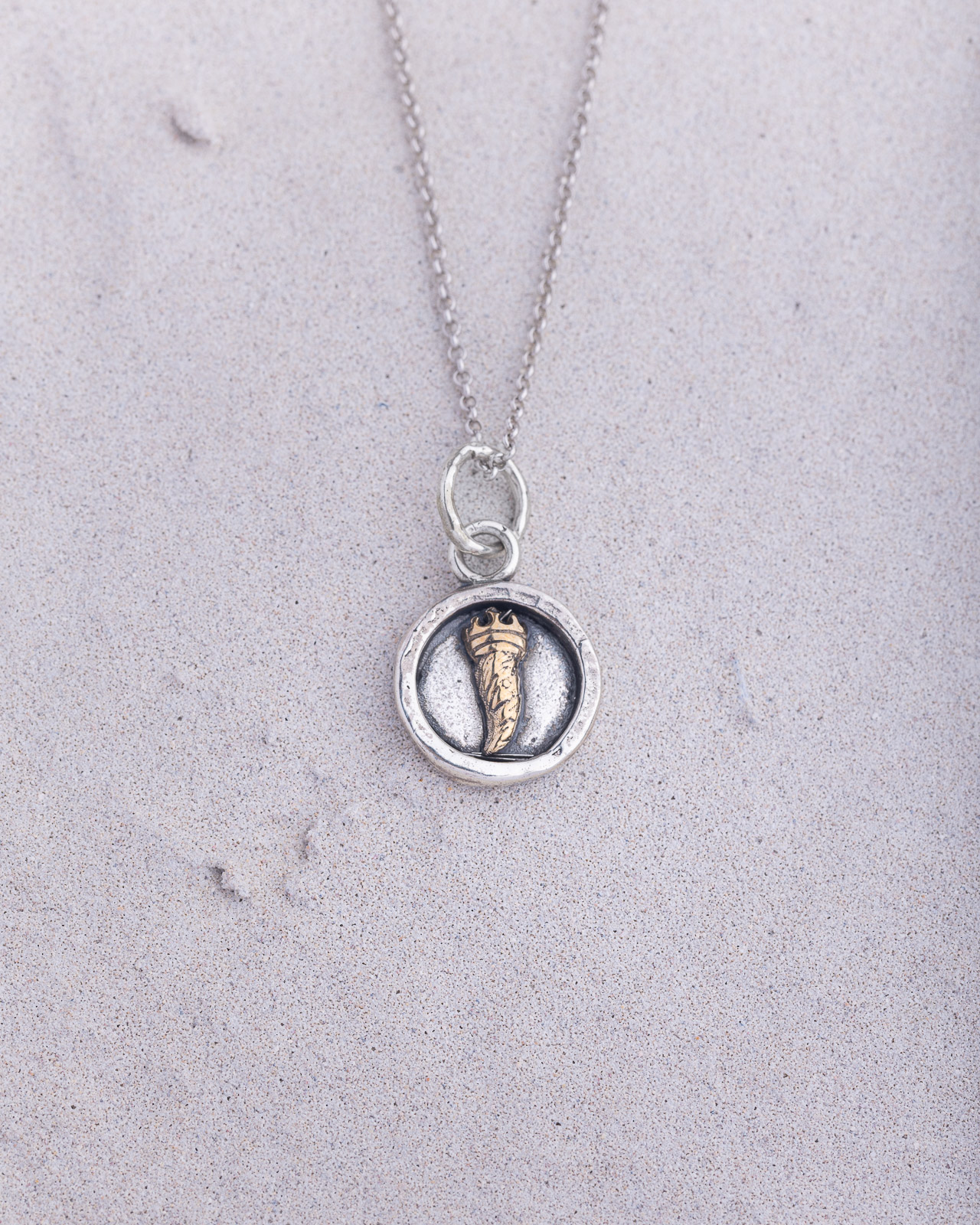 Ciondolo Corno bicolor con catenina