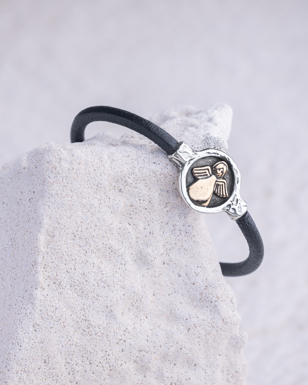 Bracciale Cuoio con placchetta bicolor